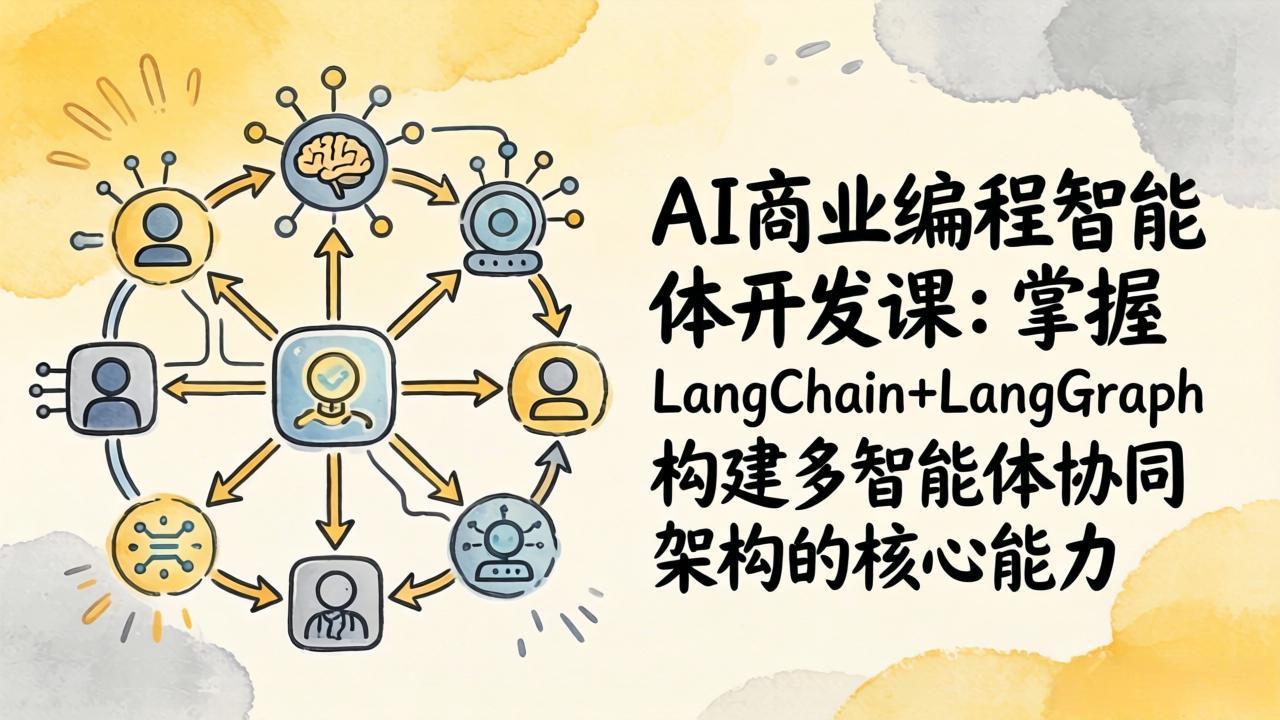 AI商业编程智能体开发课：掌握LangChain+LangGraph构建多智能体协同架构的核心能力
