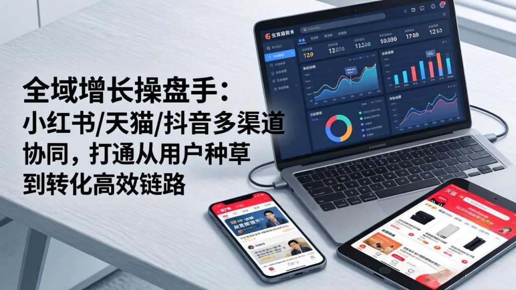 全域增长操盘手：小红书/天猫/抖音多渠道协同，打通从用户种草到转化高效链路-优创圈