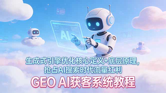 GEO AI获客系统教程：生成式引擎优化核心定义+底层原理，抢占AI搜索时代流量红利-优创圈