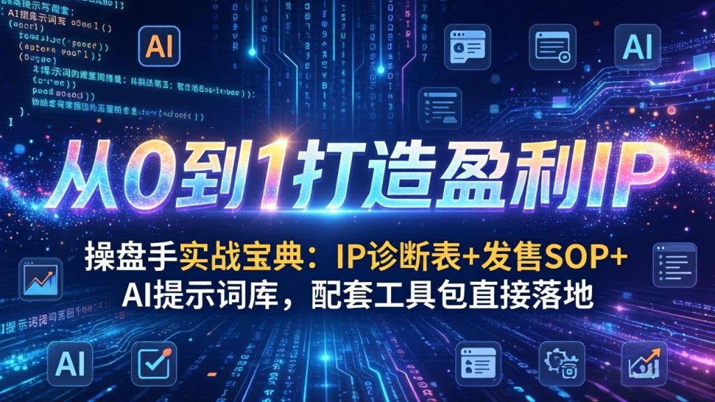 操盘手实战宝典：IP诊断表+发售SOP+AI提示词库，配套工具包直接落地，从0到1打造盈利IP-优创圈