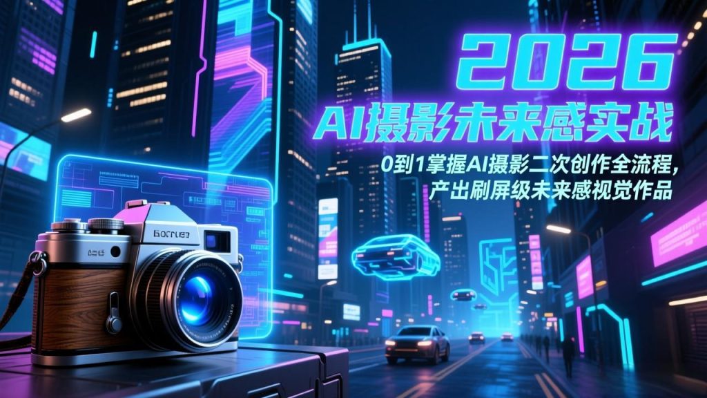 2026 AI摄影未来感实战：0到1掌握AI摄影二次创作全流程，产出刷屏级未来感视觉作品-优创圈