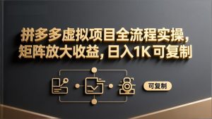 拼多多虚拟项目全流程实操，矩阵放大收益，日入 1K 可复制-优创圈