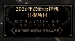 2026年最新tp挂机日提项目：稳定日入1000+小白轻松上手-优创圈