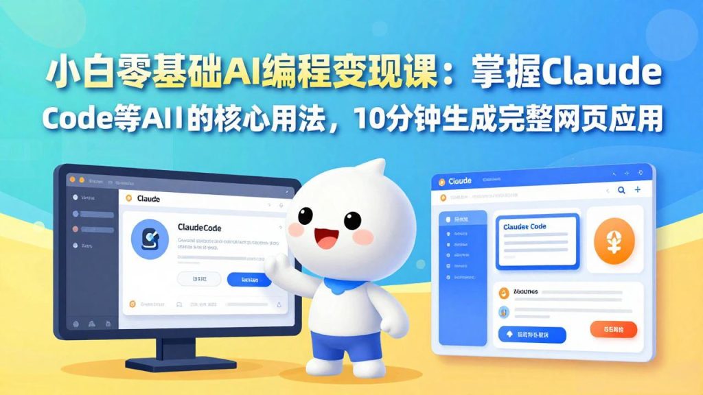 小白零基础AI编程变现课：掌握Claude Code等AI工具的核心用法，10分钟生成完整网页应用-优创圈