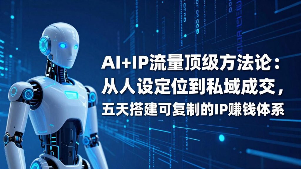 AI+IP顶级方法论：从人设定位到私域成交，五天搭建可复制的IP赚钱体系-优创圈