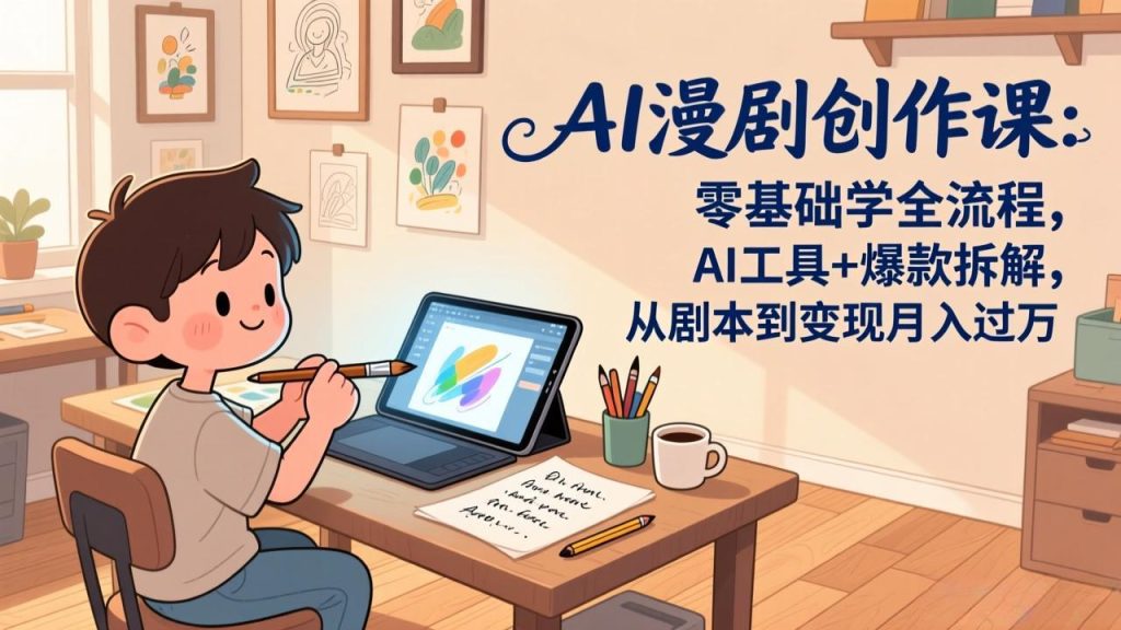 AI漫剧创作课：零基础学全流程，AI工具+爆款拆解，从剧本到变现月入过万-优创圈