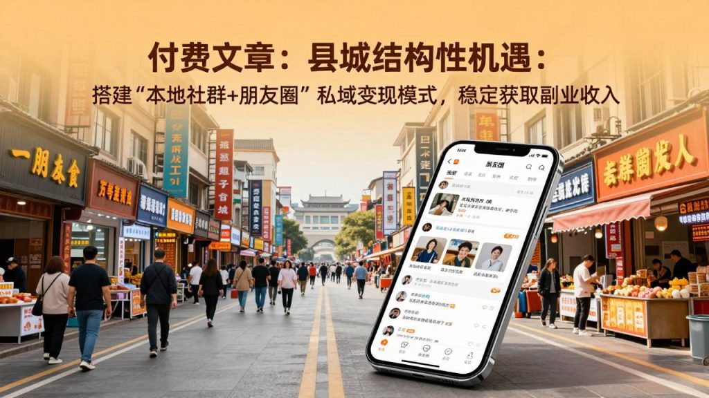 付费文章：县城结构性机遇：搭建“本地社群+朋友圈”私域变现模式，稳定获取副业收入-优创圈