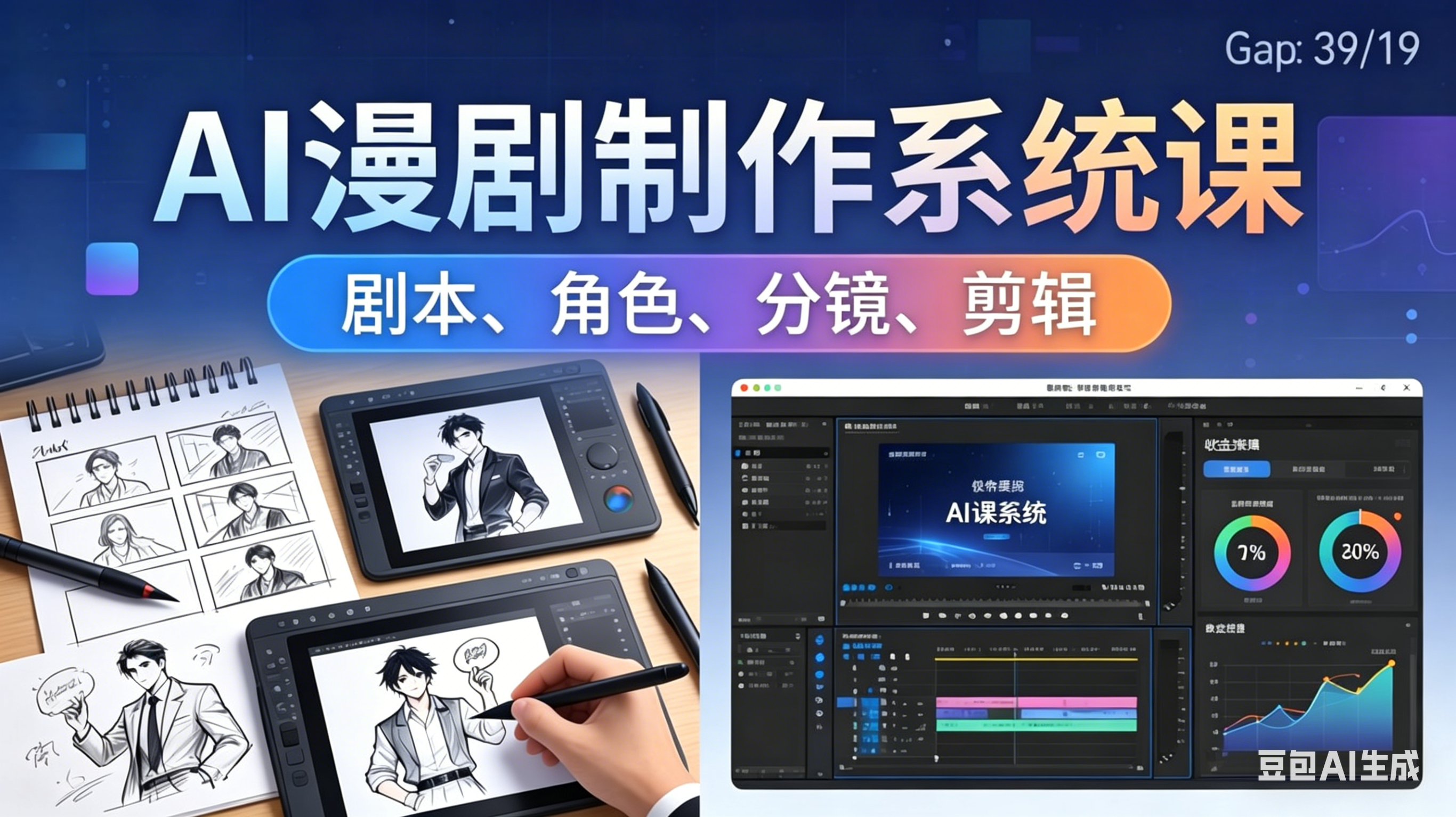 AI漫剧制作系统课：0基础从0到1学会AI制作，掌握剧本、角色、分镜、剪辑全套技能，轻松做号变现