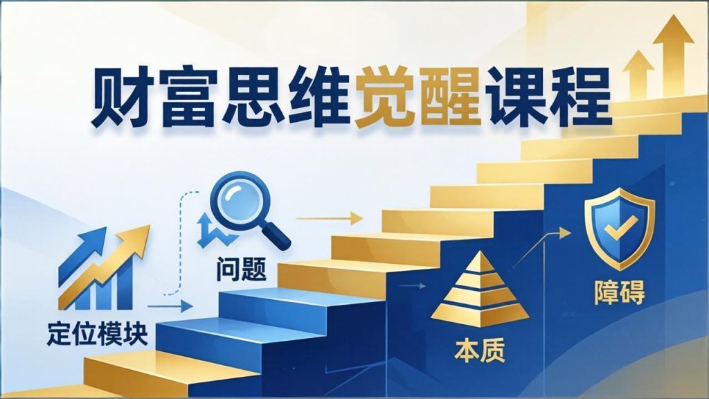 财富思维觉醒第十期：3天大课四大模块，精准定位问题看清本质，扫清人生障碍-优创圈
