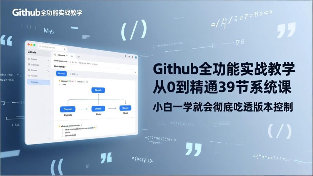 GitHub-全功能实战教学，从0到精通39节系统课，小白一学就会彻底吃透版本控制-优创圈