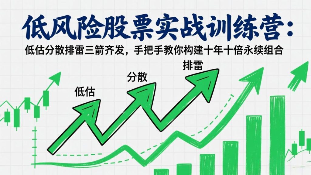 低风险股票实战训练营：低估分散排雷三箭齐发，手把手教你构建十年十倍永续组合-优创圈