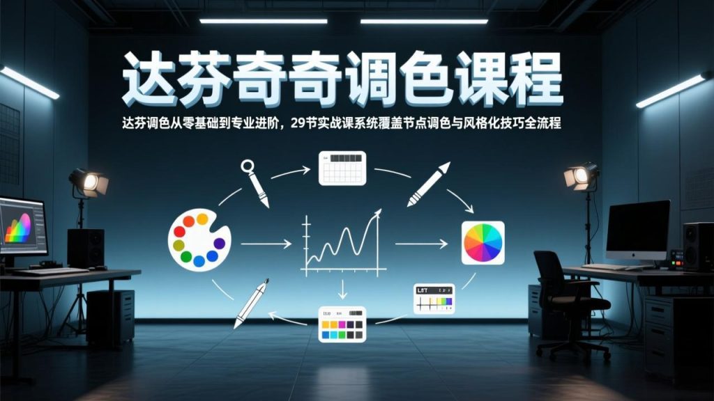 达芬奇调色从零基础到专业进阶，29节实战课系统覆盖节点调色与风格化技巧全流程-优创圈
