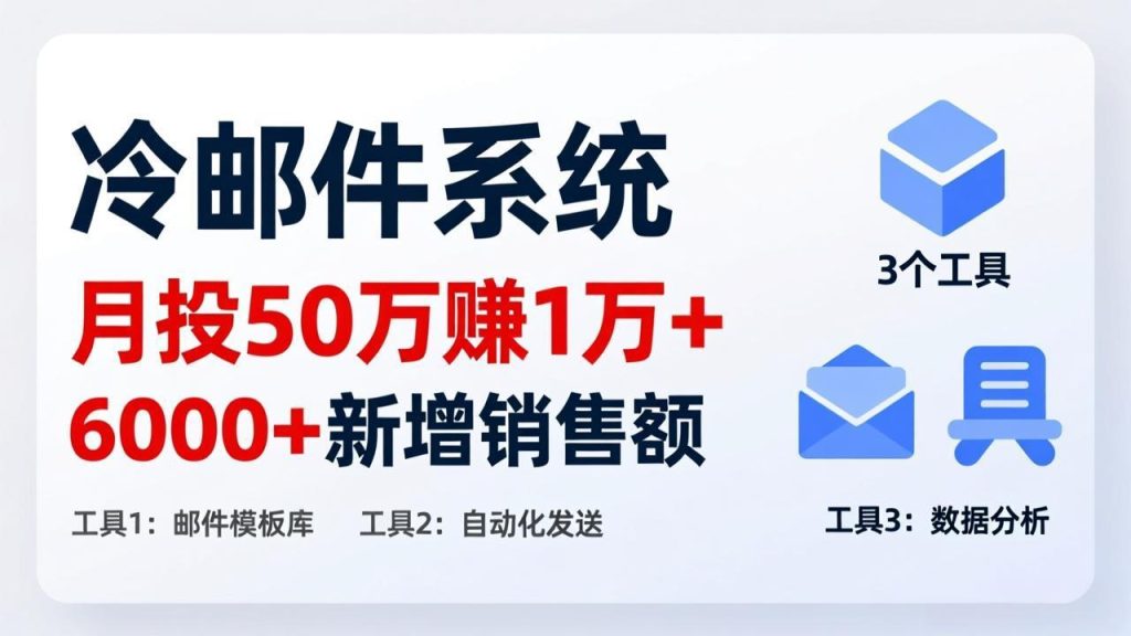 月投 50 刀赚 1 万 +！冷邮件系统：6000 + 新增销售额，靠 3 个工具轻松搞-优创圈