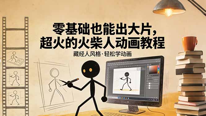 零基础也能出大片，超火的火柴人动画教程（藏经人风格）-优创圈
