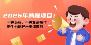 2026年躺赚项目！不需经验、不需复杂操作，新手也能轻松出海搞钱！-优创圈