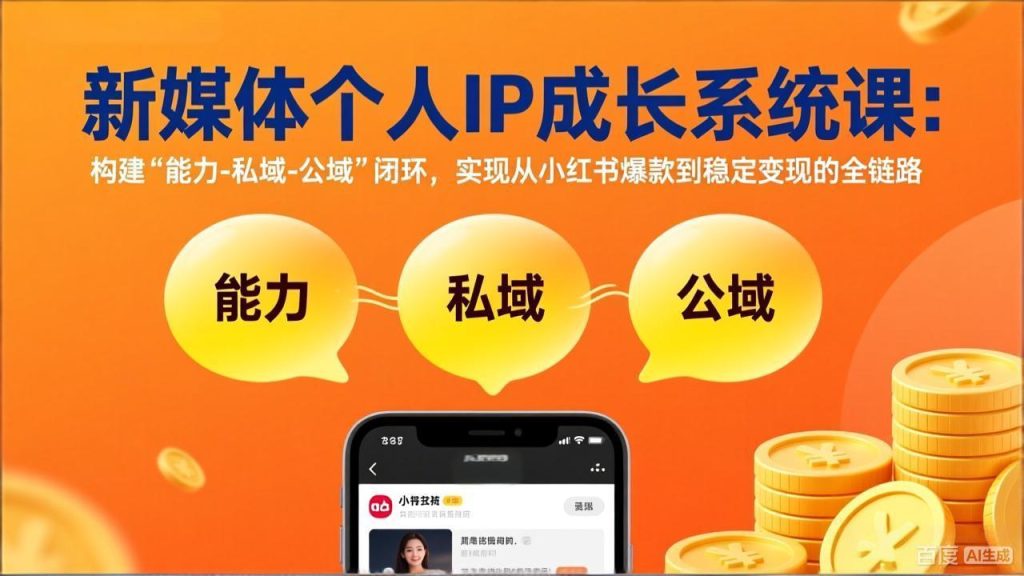 新媒体个人IP成长系统课-更新：构建“能力-私域-公域”闭环，实现从小红书爆款到稳定变现-优创圈