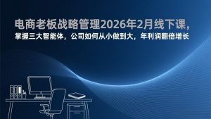 电商老板战略管理2026年2月线下课，掌握三大智能体，公司如何从小做到大，年利润翻倍增长-优创圈