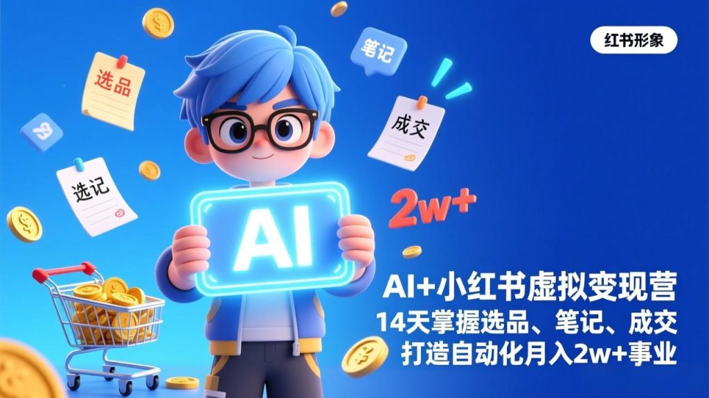 AI+小红书虚拟变现营（完结），14天掌握选品、笔记、成交，打造自动化月入2w+事业-优创圈