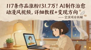 117条作品涨粉131.7W！AI制作治愈动漫风视频，详细教程+变现方向-优创圈