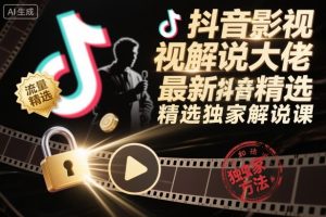 抖音影视解说大佬最新抖音进精选和独家方法，精选独家解说课（更新26年3月）-优创圈