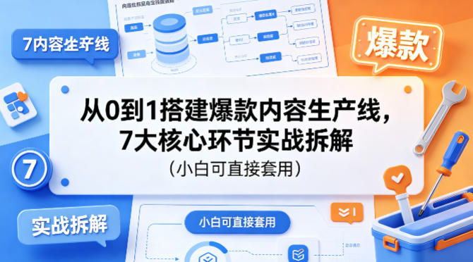 从0到1搭建爆款内容生产线，7大核心环节实战拆解（小白可直接套用）-优创圈