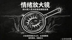 AI制作“情绪放大镜“视频，25条视频涨粉29.6W粉，流量巨大，制作简单，全流程教程-优创圈