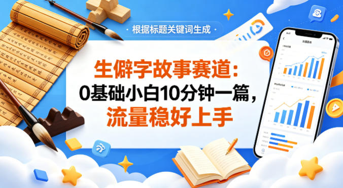公众号流量主——生僻字故事赛道，流量稳，好上手，0基础小白也能10分钟一篇-优创圈