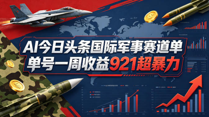 AI今日头条国际军事赛道，单号一周收益921，超暴力-优创圈