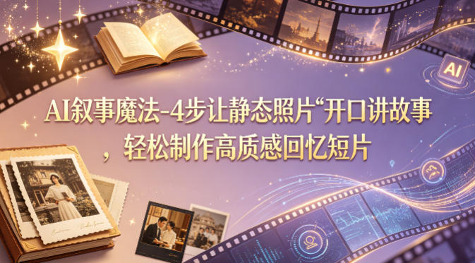 AI叙事魔法-4步让静态照片“开口讲故事”，轻松制作高质感回忆短片-优创圈