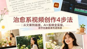 治愈系视频创作4步法｜从文案到画面，AI+剪映全实操，新手也能精准传递情感-优创圈
