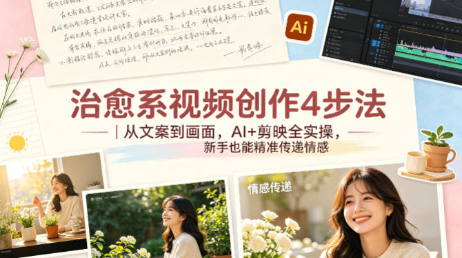 治愈系视频创作4步法｜从文案到画面，AI+剪映全实操，新手也能精准传递情感-优创圈