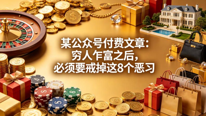 某公众号付费文章：穷人乍富之后，必须要戒掉这8个恶习-优创圈