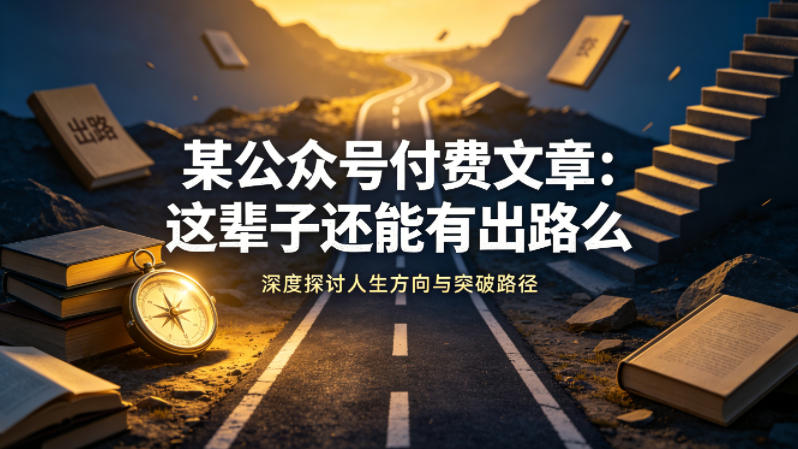 某公众号付费文章：这辈子还能有出路么-优创圈