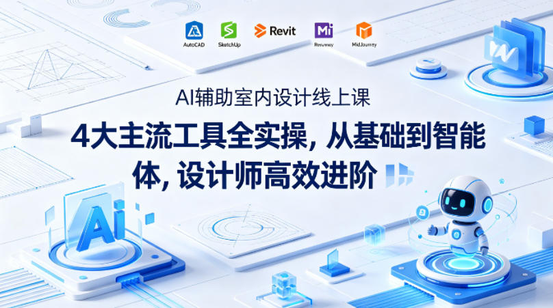 AI辅助室内设计线上课｜4大主流工具全实操，从基础到智能体，设计师高效进阶-优创圈