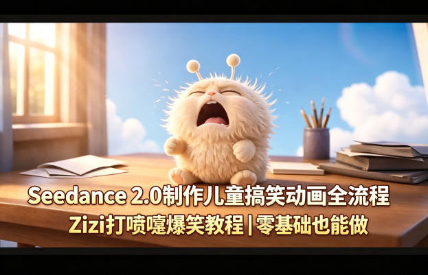 Seedance 2.0制作儿童搞笑动画全流程Zizi打喷嚏爆笑教程｜零基础也能做-优创圈