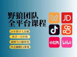 野狼团队2026新版全平台短视频带货教学，打开流量突破口，开始Ai带货（更新26年4月25日）-优创圈