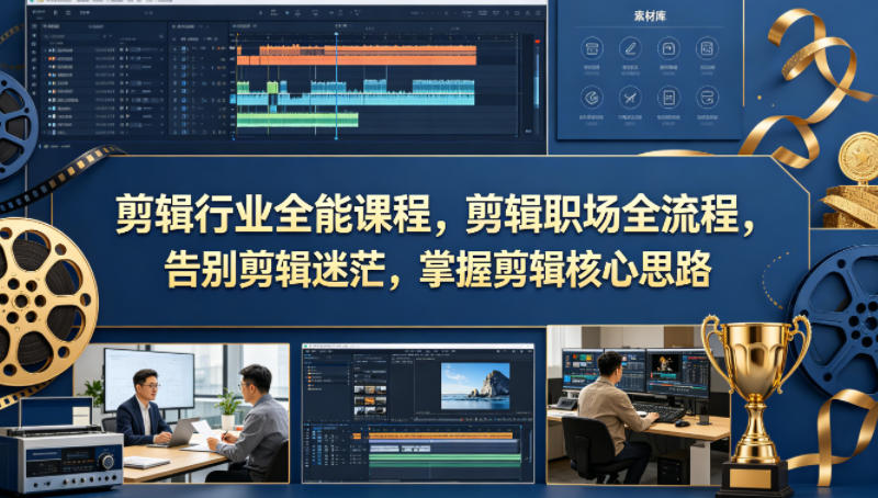 剪辑行业全能课程，剪辑职场全流程，告别剪辑迷茫，掌握剪辑核心思路-优创圈