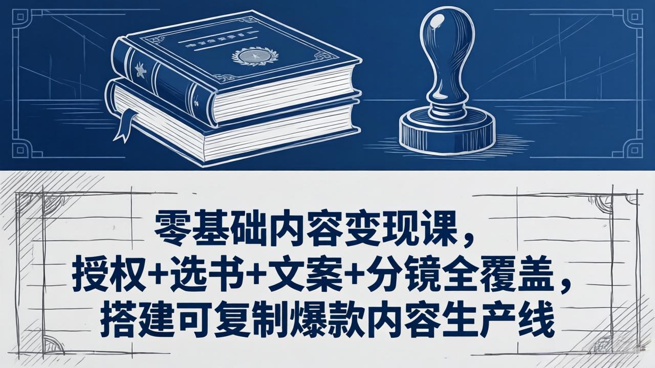 零基础内容变现课,授权+选书+文案+分镜全覆盖,搭建可复制爆款内容生产线