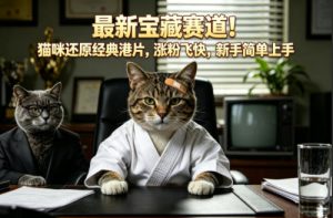 最新宝藏赛道！猫咪还原经典港片，涨粉飞快，新手简单上手-优创圈