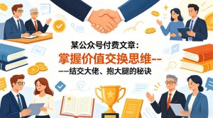 某公众号付费文章：掌握价值交换思维—-结交大佬、抱大腿的秘诀-优创圈