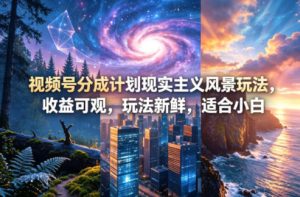 视频号分成计划现实主义风景玩法，收益可观，玩法新鲜，适合小白-优创圈
