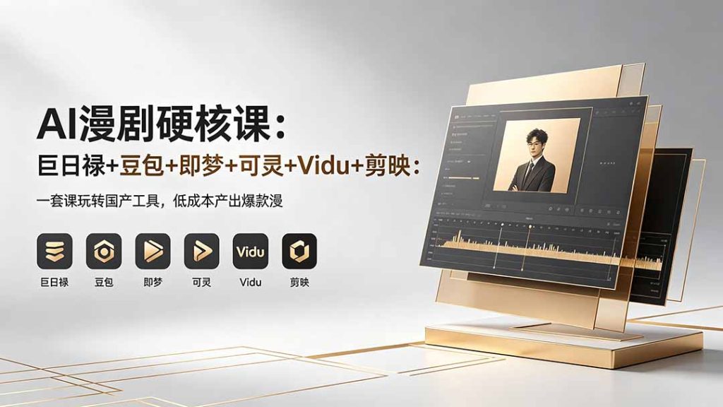 AI漫剧硬核课：巨日禄+豆包+即梦+可灵+Vidu+剪映：一套课玩转国产工具，低成本产出爆款漫剧-优创圈