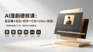 AI漫剧硬核课：巨日禄+豆包+即梦+可灵+Vidu+剪映：一套课玩转国产工具，低成本产出爆款漫剧-优创圈