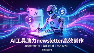 做newsletter怕费时间？AI工具帮你30分钟出内容，每周1小时，年入10万+【原创双语字幕】-优创圈