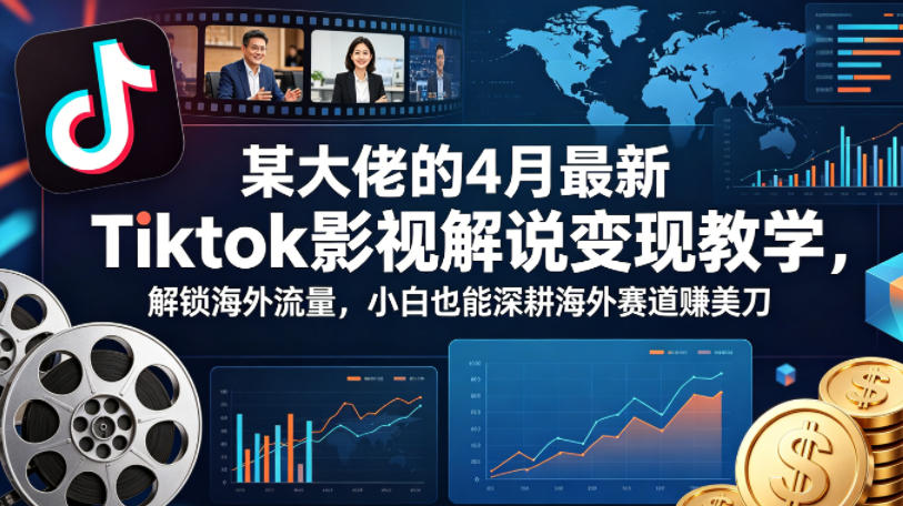 某大佬的4月最新Tiktok影视解说变现教学，解锁海外流量，小白也能深耕海外赛道賺美刀（更新）-优创圈