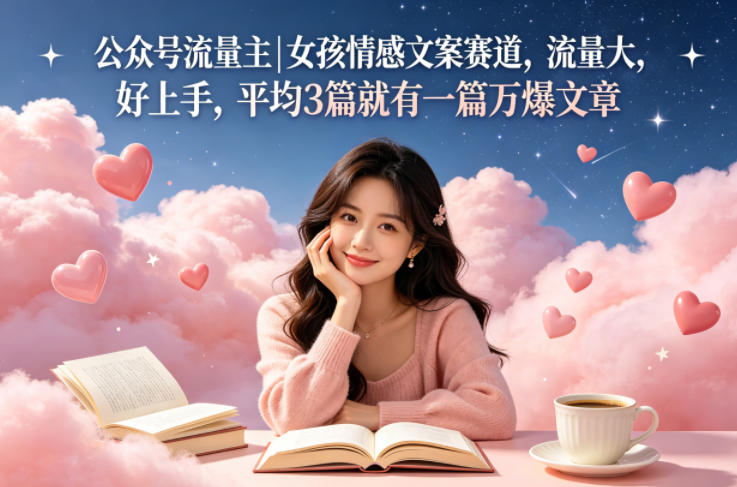 公众号流量主女孩情感文案赛道，流量大，好上手，平均3篇就有一篇万爆文章-优创圈