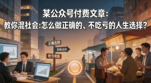 某公众号付费文章：教你混社会：怎么做正确的、不吃亏的人生选择？-优创圈
