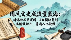 国风文史成流量蓝海：拆爆款底层逻辑，4大模块复刻高播放短片，普通人也能做-优创圈