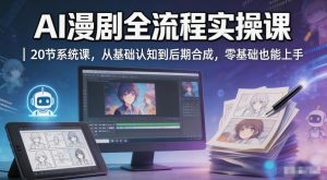 AI漫剧全流程实操课｜20节系统课，从基础认知到后期合成，零基础也能上手-优创圈