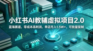 小红书AI教辅虚拟项目2.0，蓝海赛道，零成本高利润，单店月入1.5W+，可批量复制-优创圈